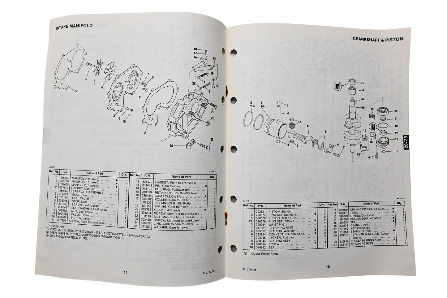 OMC 397317 Parts Catalog 20/25 Models 1986