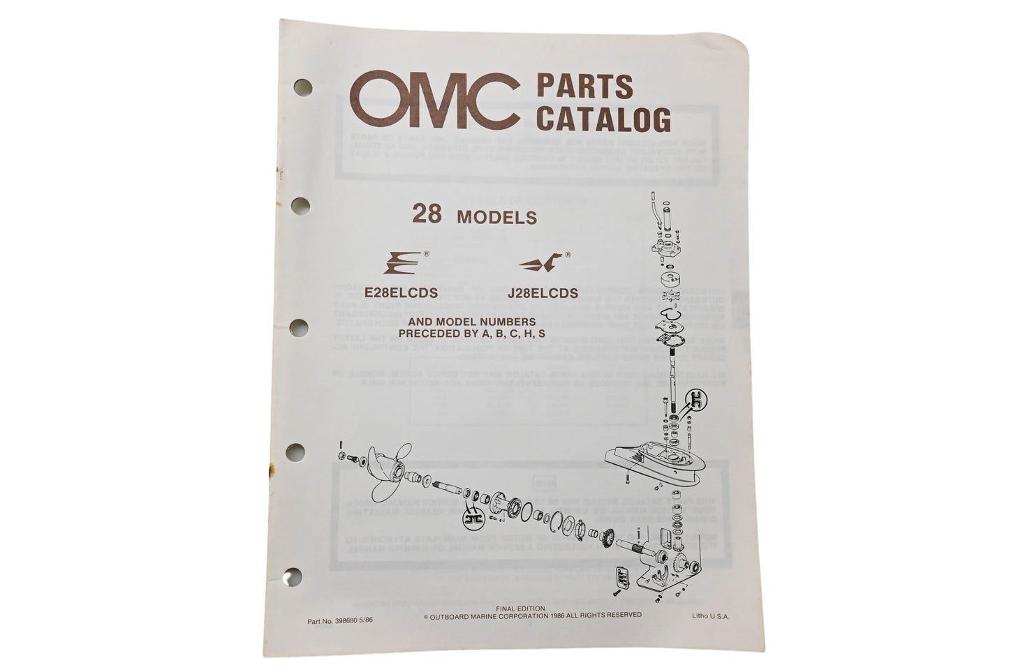 OMC 398680 Parts Catalog 28 Models 1986