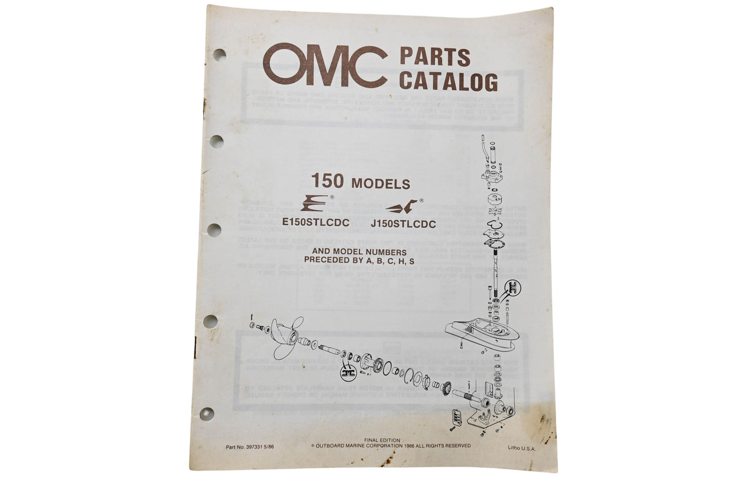 OMC 397331 Parts Catalog 150 Models 1986