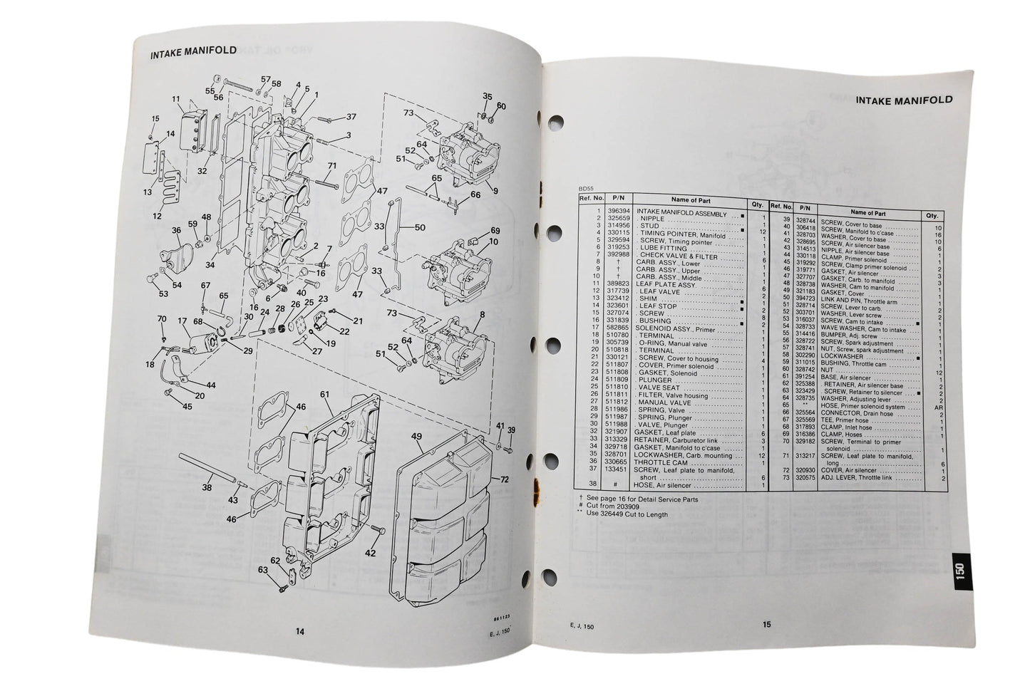 OMC 397331 Parts Catalog 150 Models 1986