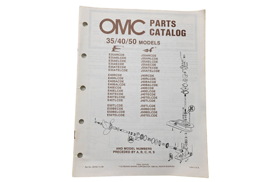 OMC 397321 Parts Catalog 35/40/50 Models 1986