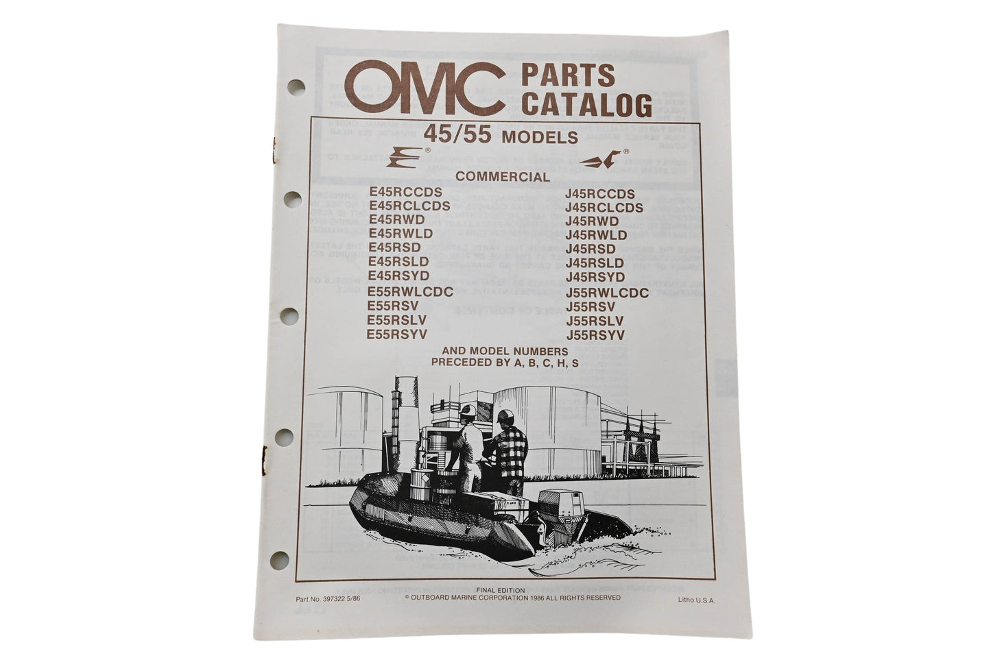 OMC 397322 Parts Catalog 45/55 Models 1986