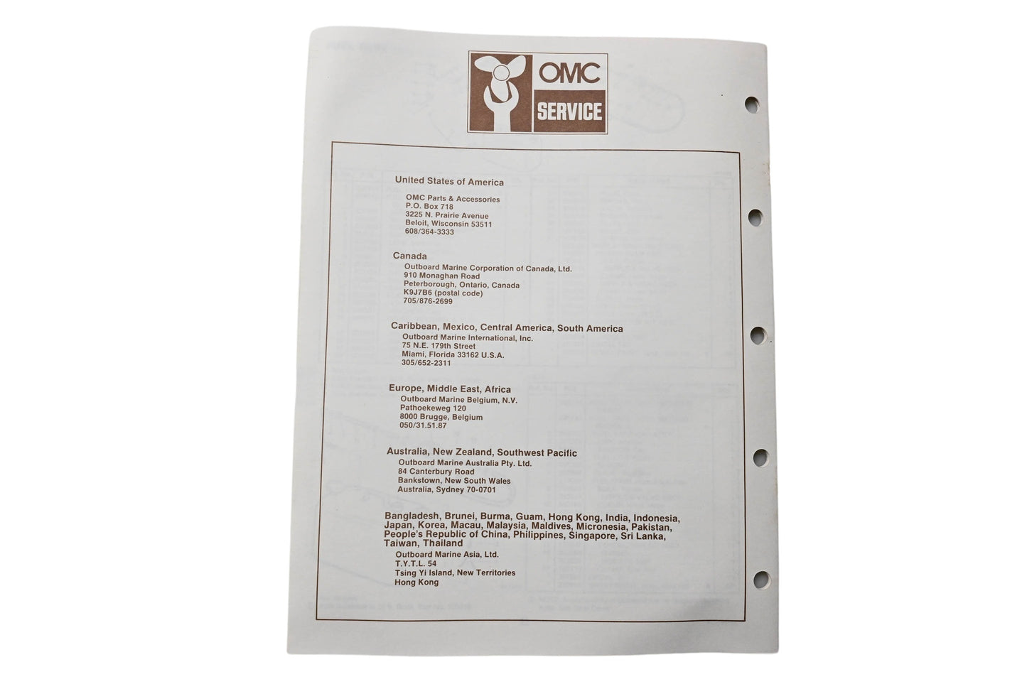 OMC 397322 Parts Catalog 45/55 Models 1986