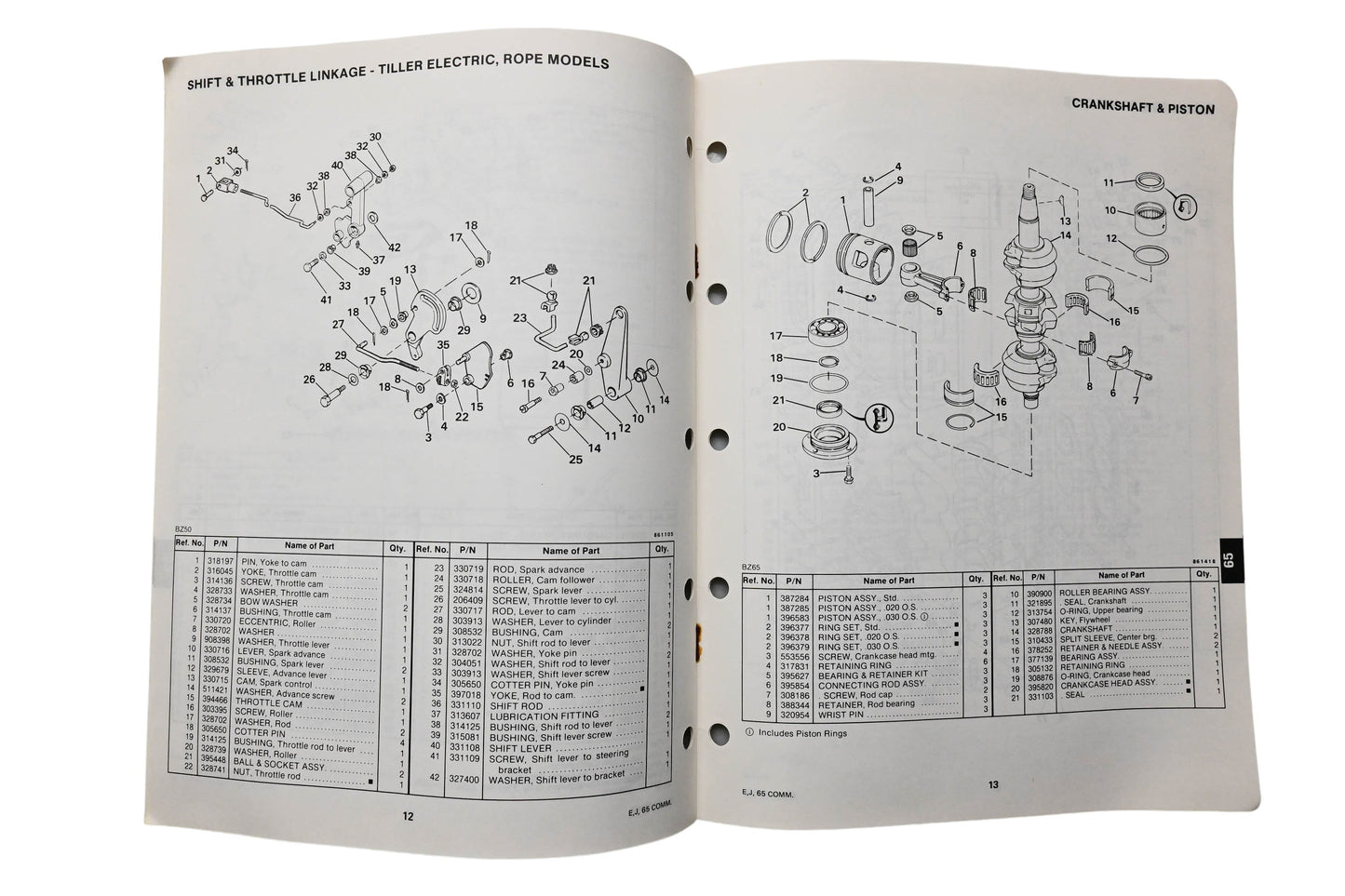 OMC 397325 Parts Catalog 65 Models 1986