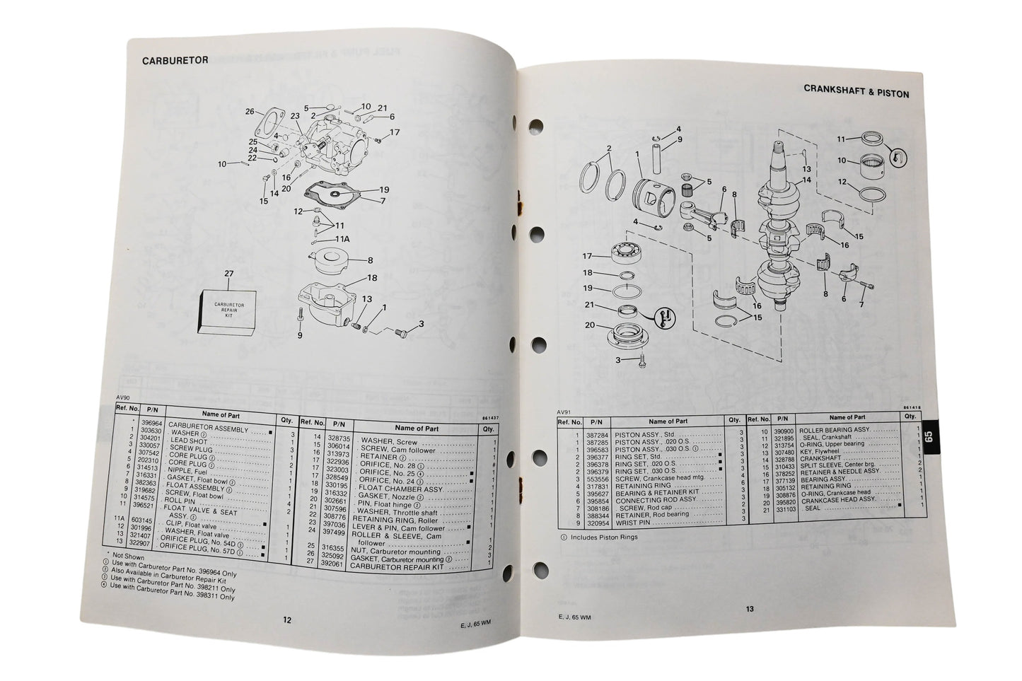 OMC 397324 Parts Catalog 65 Models 1986