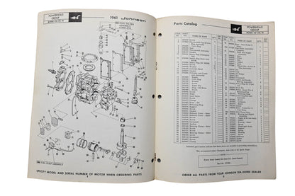 OMC 378458 1961 Johnson Parts Catalog 5.5hp Sea Horse Models