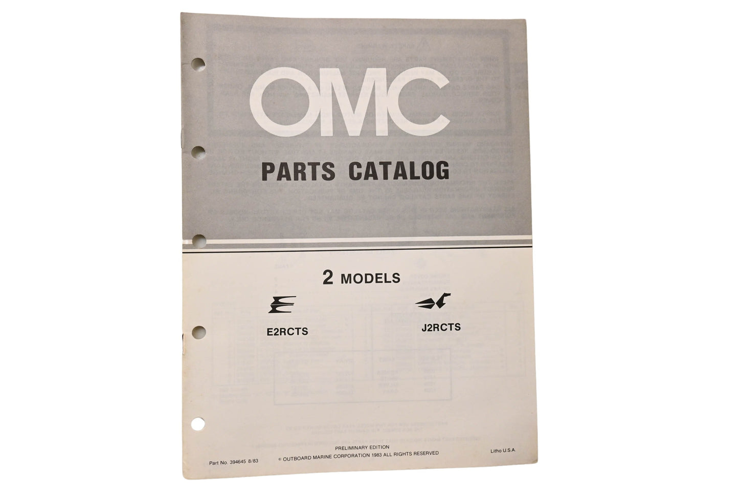 OMC 394645 Parts Catalog 2 Models 1983