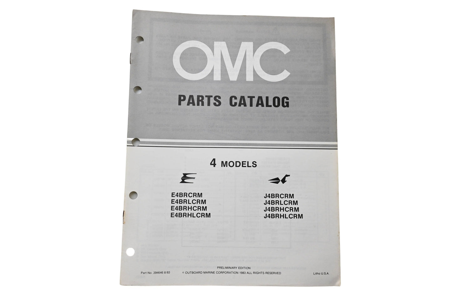 OMC 394646 Parts Catalog 4 Models 1983