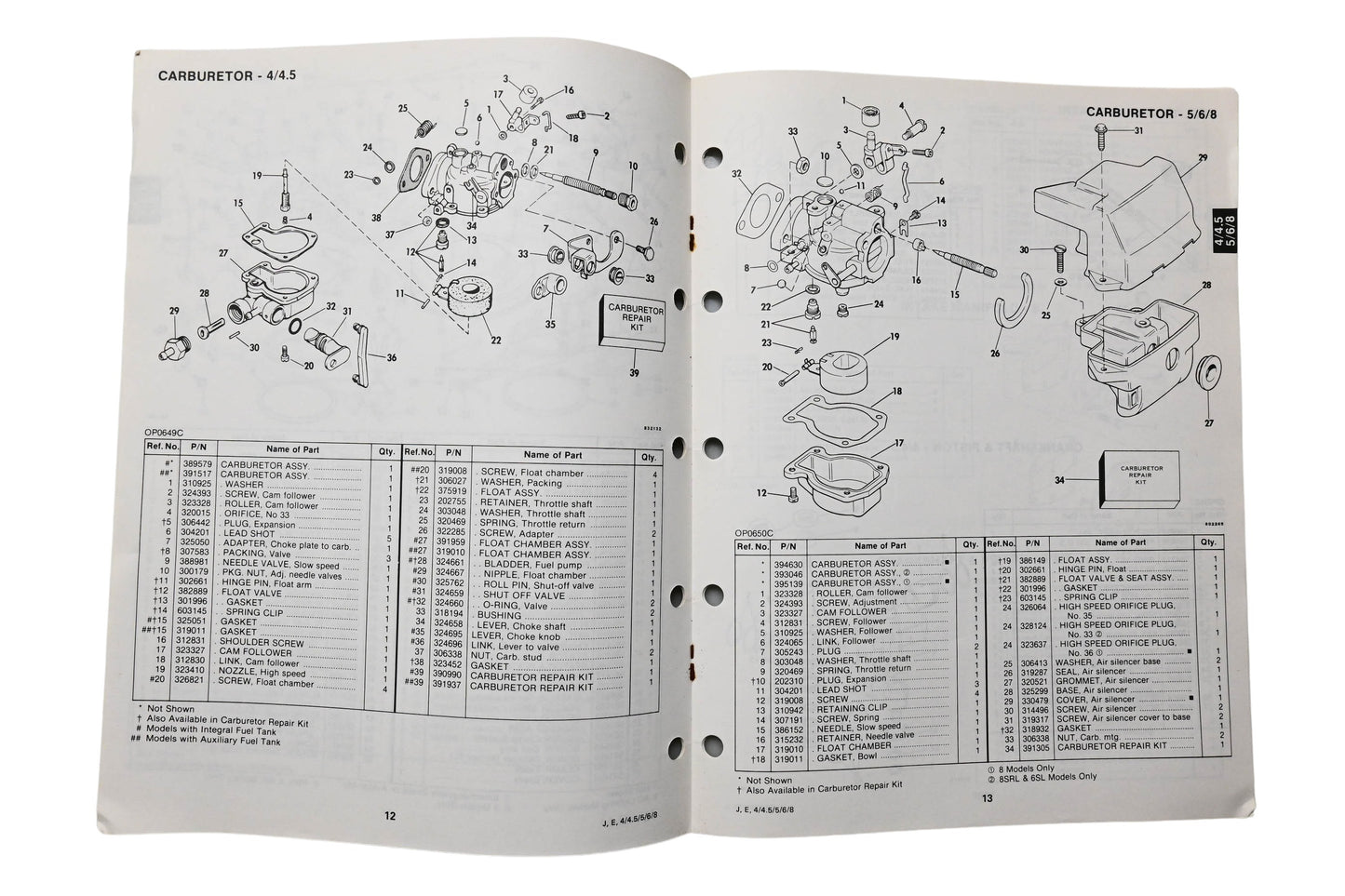 OMC 394647 Parts Catalog 4/4.5/5/6/8 Models 1983