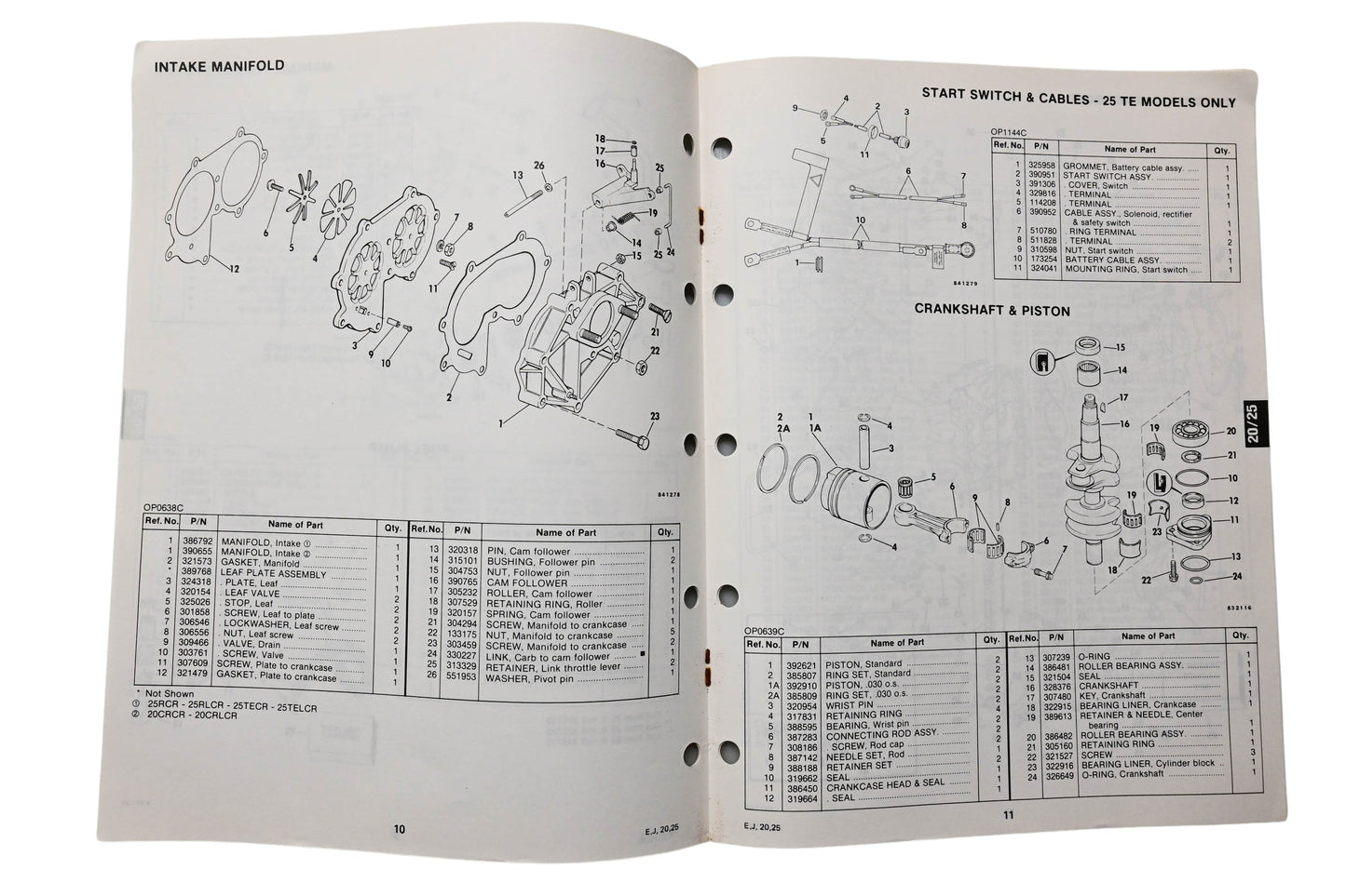 OMC 394650 Parts Catalog 20-25 Models 1983