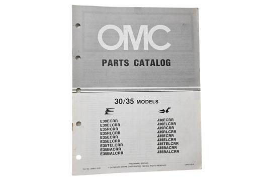 OMC 394651 Parts Catalog 30/35 Models 1983
