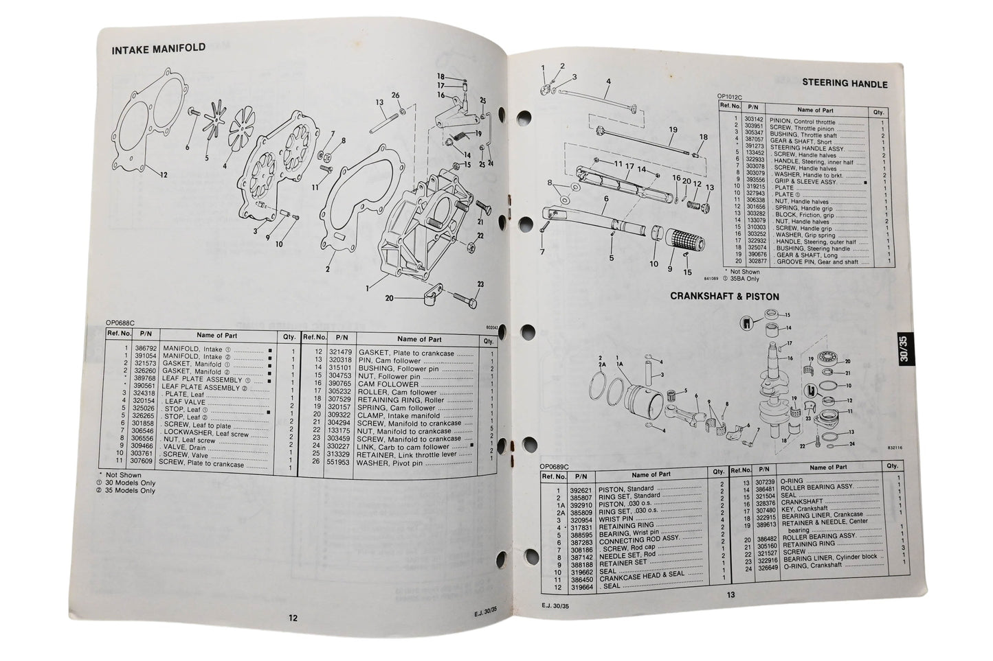 OMC 394651 Parts Catalog 30/35 Models 1983