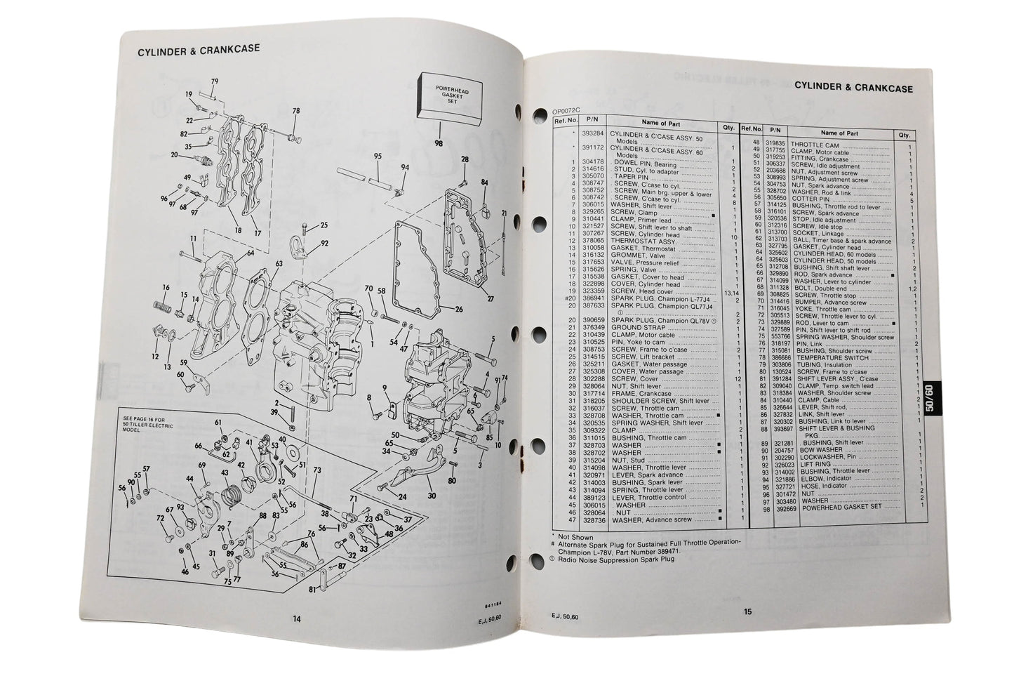 OMC 394652 Parts Catalog 50-60 Models 1983