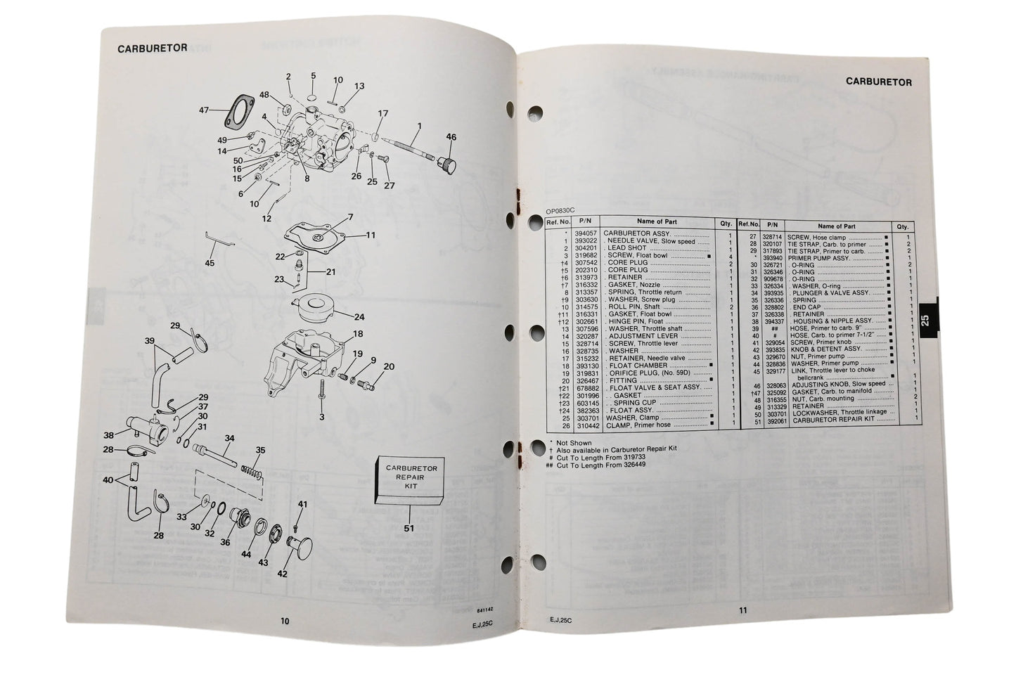 OMC 394656 Parts Catalog 25 Models 1983