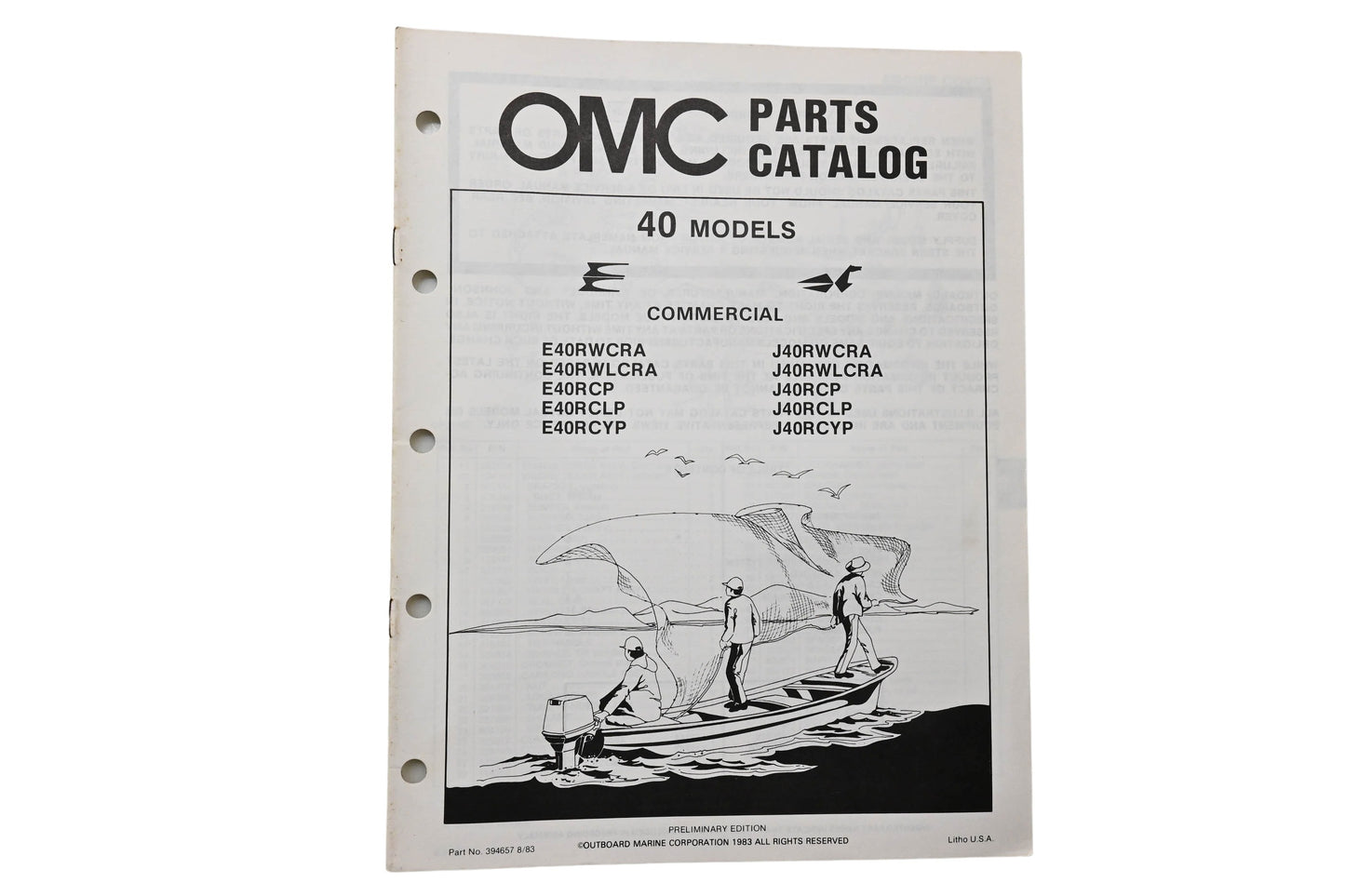 OMC 394657 Parts Catalog 40 Commercial Models 1983