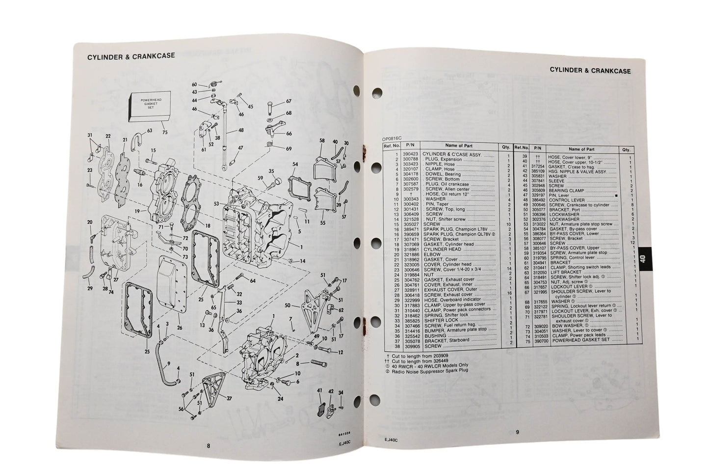 OMC 394657 Parts Catalog 40 Commercial Models 1983