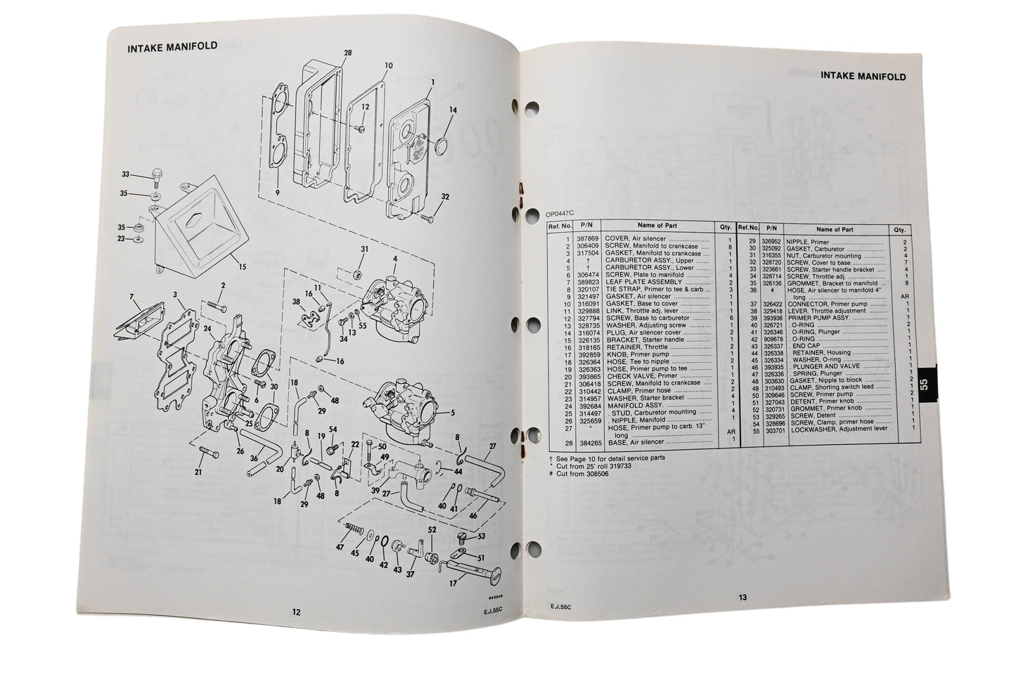OMC 394665 Parts Catalog 55 Commercial Models 1983
