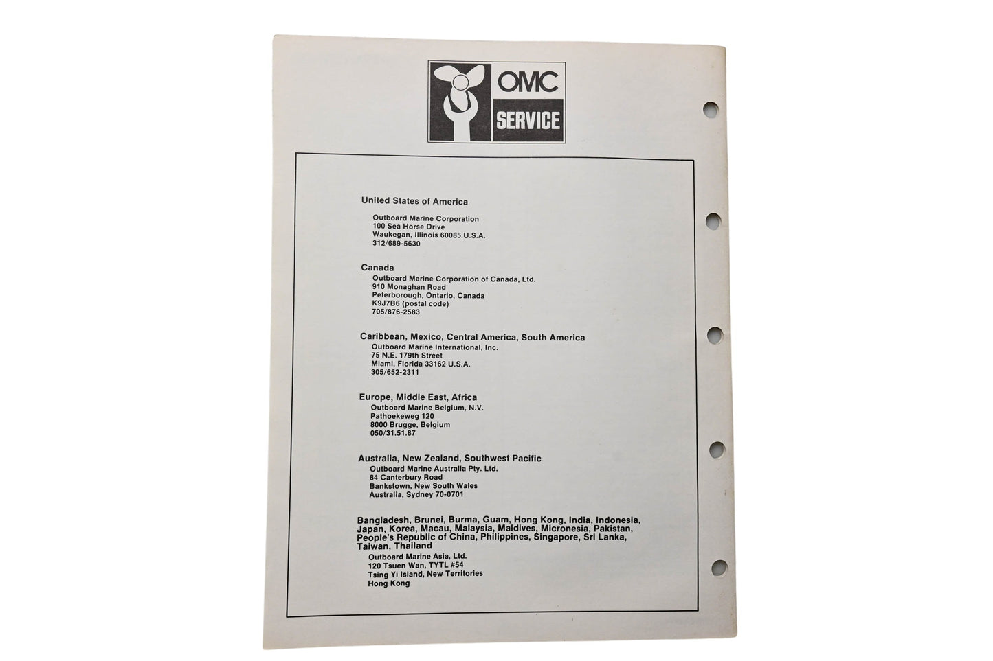 OMC 394658 Parts Catalog 100 Commercial Models 1983