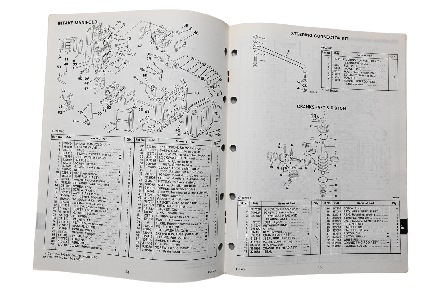 OMC 394654 Parts Catalog V-4 Commercial Models 1983