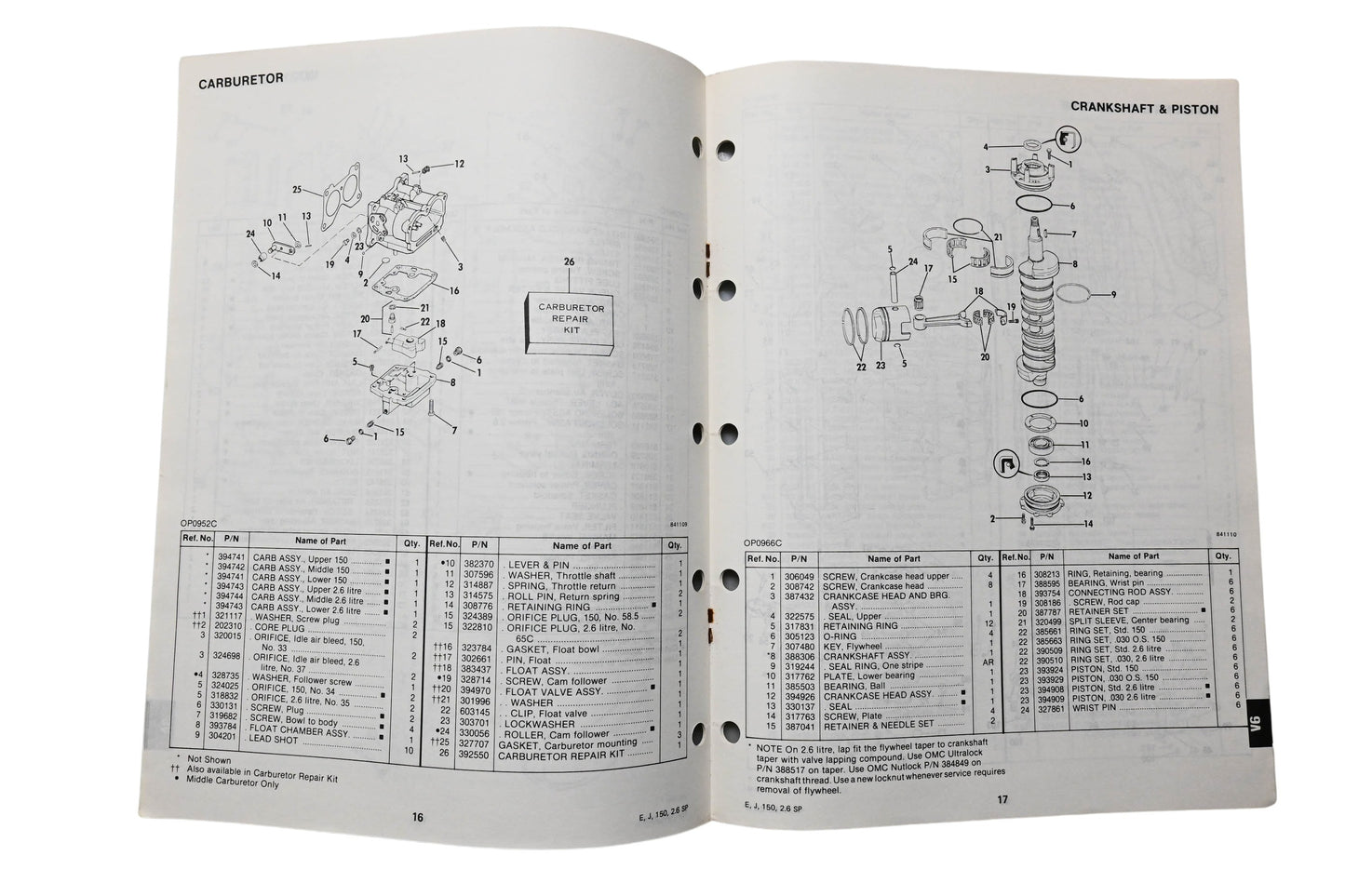 OMC 394969 Parts Catalog V-6 Models 1983