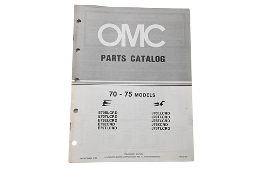 OMC 394653 Parts Catalog 70-75 Models 1983