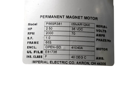 Imperial Electric P66SR381 Permanent Magnet Motor NOS