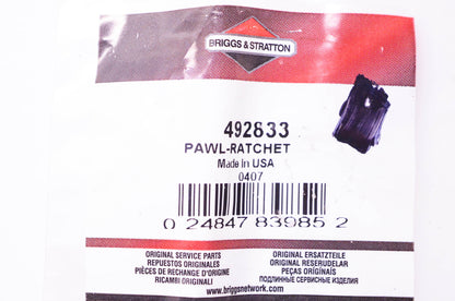 New OEM Briggs & Stratton 492833 Ratchet Pawl NOS