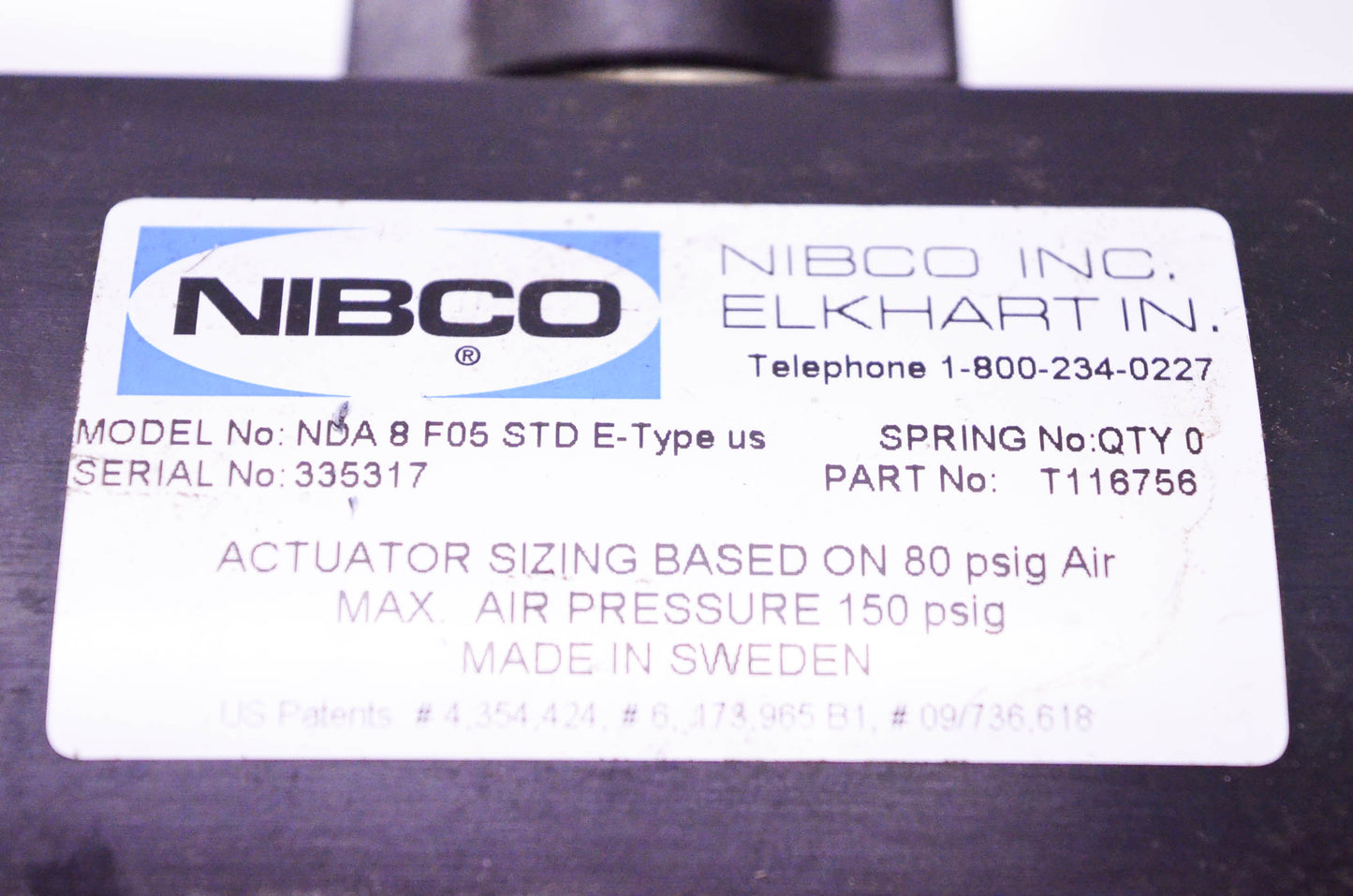 Nibco T116756 Actuator NOS