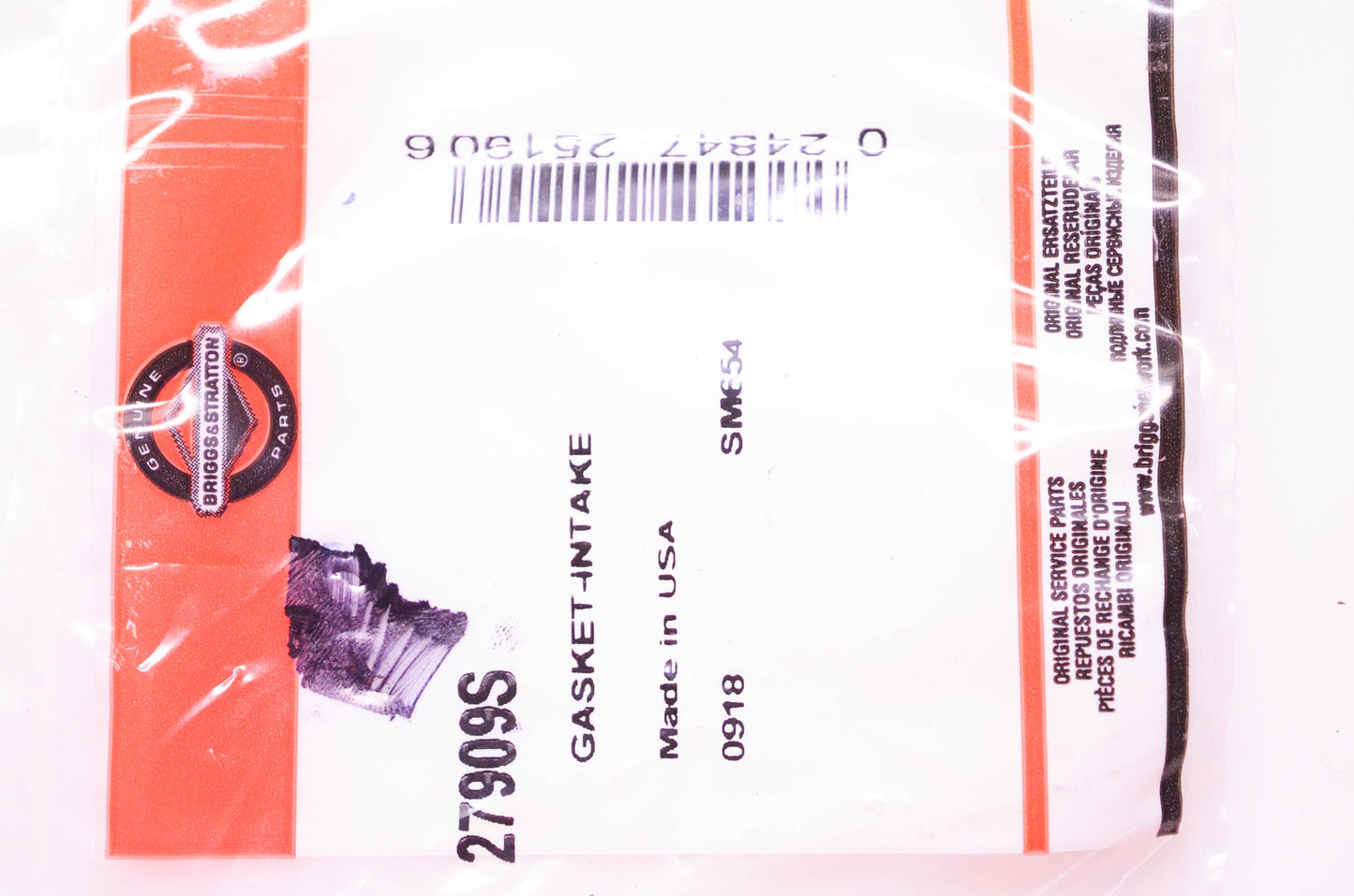 New OEM Briggs & Stratton 27909S Intake Gasket NOS