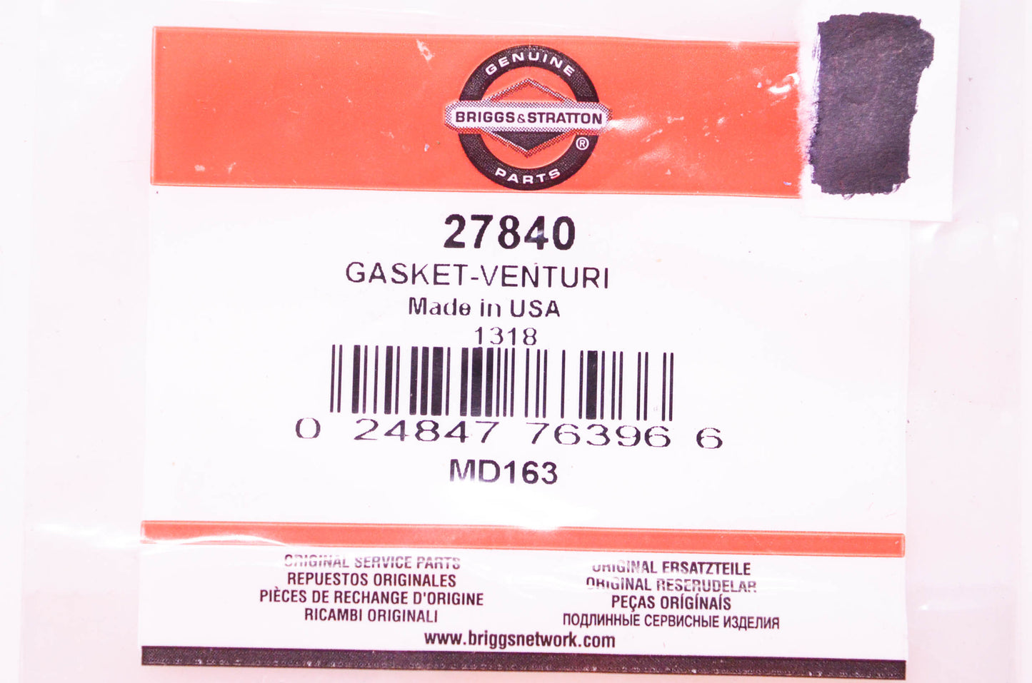 New OEM Briggs & Stratton 27840 Venturi Gasket NOS