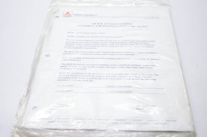 Agco Corporation 1449731M1 Quick Attach Loader Assembly & Installation Checklist NOS