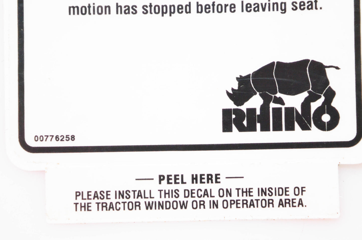 Rhino 00776258 Mowing Safety Tips Decal NOS