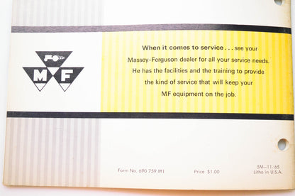 Massey Ferguson 690759M1 Operator's Manual MF 3165 Turf Special Tractor