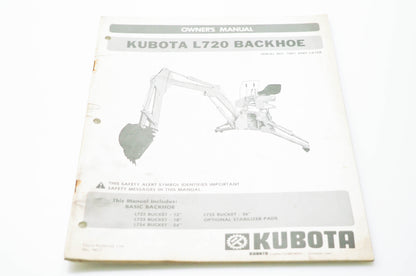 Kubota Tractor Corporation KUW125 179, 9817 Owner's Manual Kubota L720 Backhoe