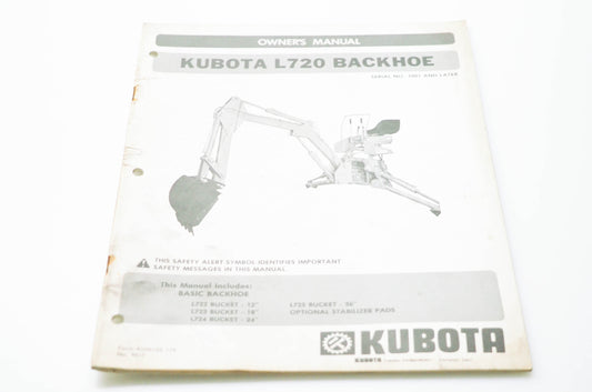Kubota Tractor Corporation KUW125 179, 9817 Owner's Manual Kubota L720 Backhoe