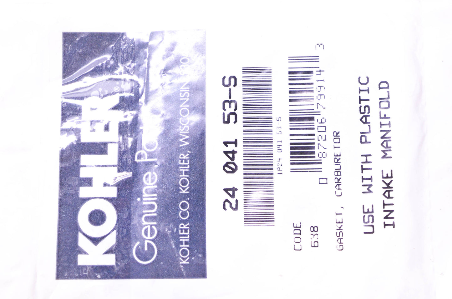 Kohler 24 041 53-S Carburetor Gasket NOS
