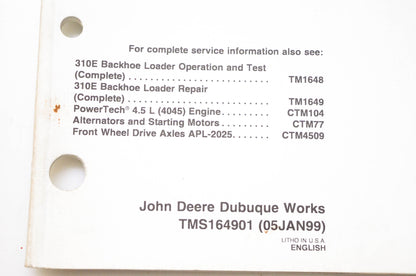 OEM John Deere TMS164901 310E Backhoe Loader Repair Sections 01-02 Wheels & Axles Technical Manual