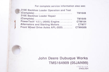 OEM John Deere TMS164909 310E Backhoe Loader Repair Sections 09-11 Steering & Brakes Technical Manual