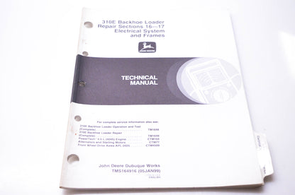 OEM John Deere TMS164916 310E Backhoe Loader Repair Sections 16-17 Electrical System & Frames Technical Manual