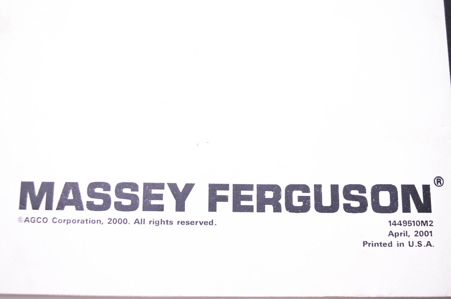 Massey Ferguson 1449510M2 MF 1032 Operator Instruction Book