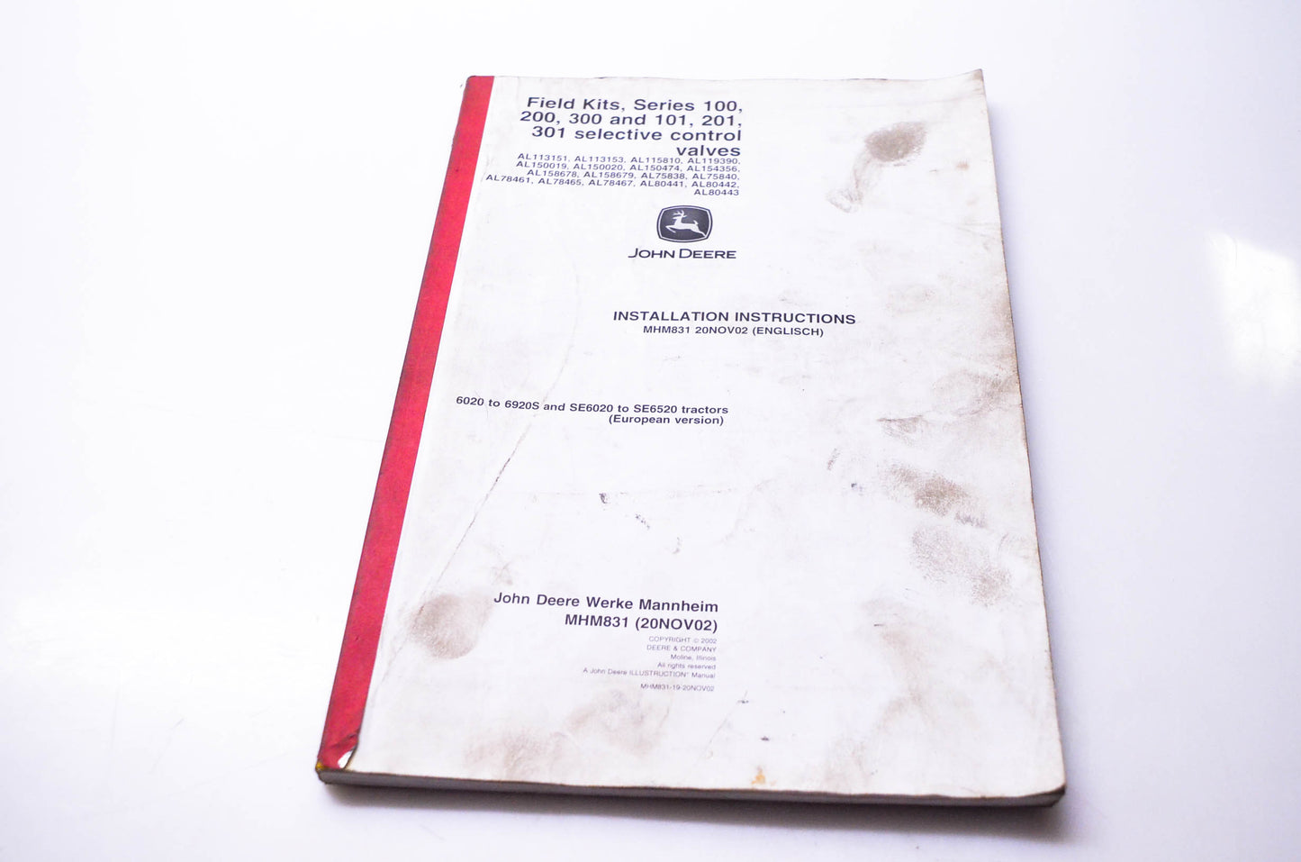 OEM John Deere MHM831 Installation Instructions Field Kits