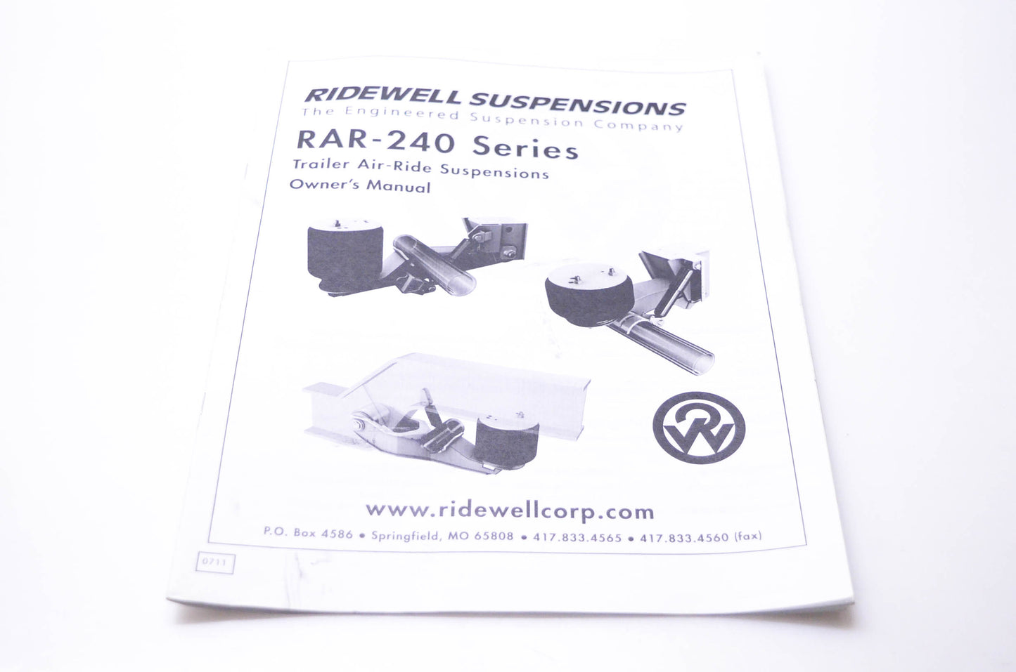 Ridewell Corporation 0711 RAR-240 Series Trailer Air-Ride Suspensions Owner's Manual