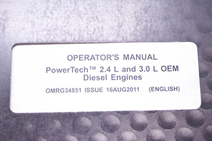 OEM John Deere OMRG34851 Operator's Manual PowerTech 2.4 L & 3.0 L OEM Diesel Engines