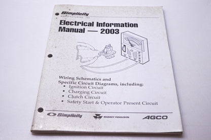 Simplicity Manufacturing 020384 F Electrical Information Manual 2003