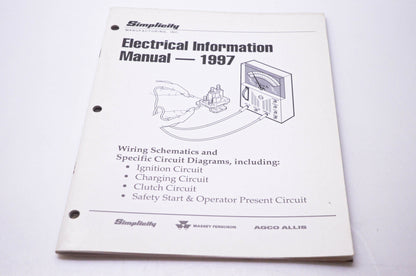 Simplicity Manufacturing 500-2051-00-UV-MBA Electrical Information Manual 1997