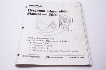 Simplicity Manufacturing 010058 Electrical Information Manual 2001