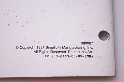 Simplicity Manufacturing 980067 Electrical Information Manual 1998