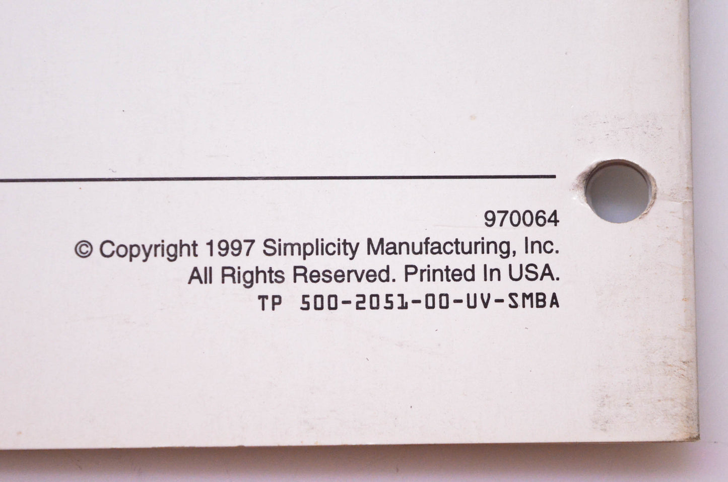 Simplicity Manufacturing 970064 Electrical Information Manual 1997