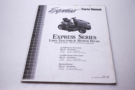 Simplicity Manufacturing 400-2247-00-EX-SMA Express Parts Manual Express Series Lawn Tractors & Mower Decks