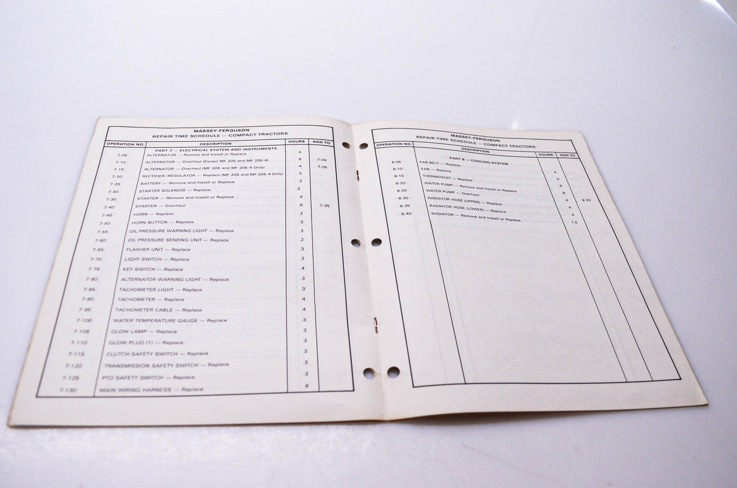 Massey Ferguson 1448 521 M1 Repair Time Schedule Compact Tractors